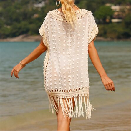 Sunset and Swim Fringe Tassel Crochet Beach Cover Up - Image 8