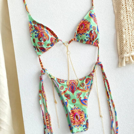Exotic Sunset Triangle Chains Brazilian Bikini – Bild 13
