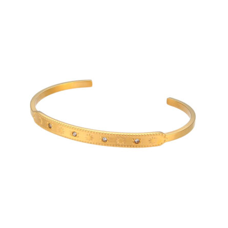 Gold Plated Waterproof Shiny Star & Moon Crystal Cuff Bangles - Image 13