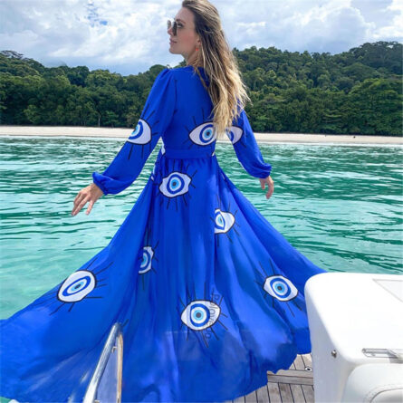 Santorini Sunset Bikini Cover up Wrap Dress Kimono - Image 11