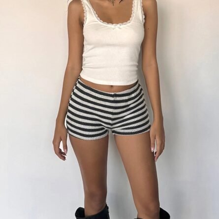 Striped Crochet Shorts - Image 3