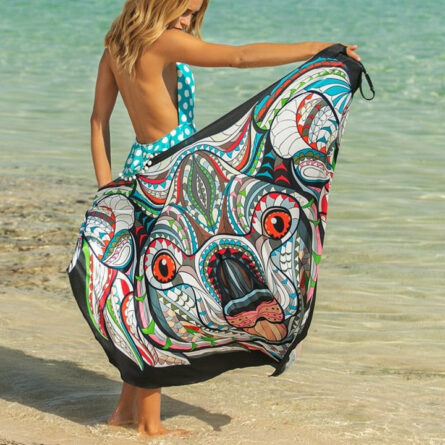 Butterfly Skull Owl Animal Print Beach Wrap Dress Beach Cover Up – Bild 3