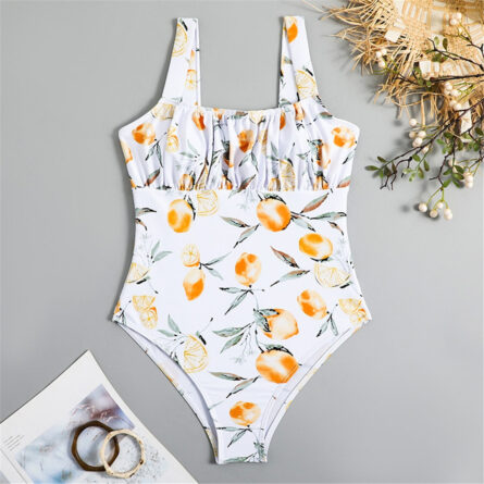 Orange Delight Wrinkled One Piece Swimsuit Bathing Suit - Image 5