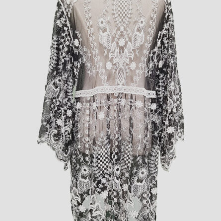 Sunset and Swim Black Lace Crochet Swimsuit Cover Up Dress - Image 9