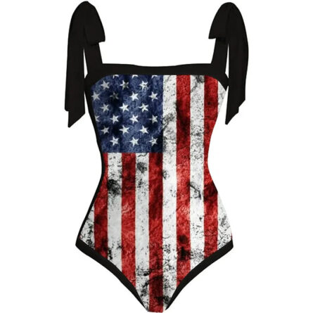 Vintage Stars and Stripes Swimsuit with Sarong Set - Image 5