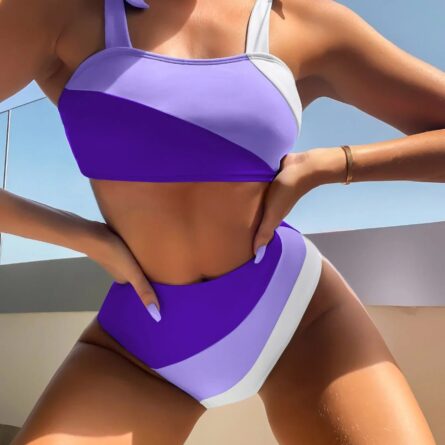 Sarah Pink Colorblock High Waist Bikini – Bild 7