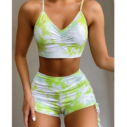 Pure Devotion High Waist Bikini Sexy Workout Outfit Swimwear Drawstring Trendy Workout Outfit - Image 8
