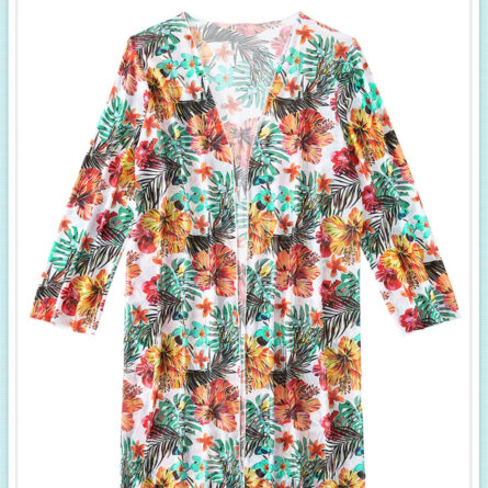 Floral Print Modest Knot Front Bikini including Cover Up Shirt – Bild 28