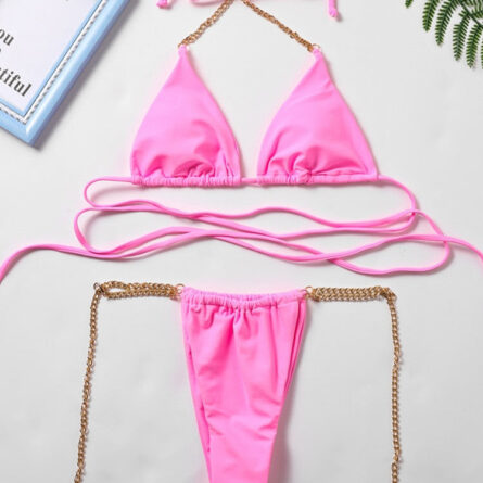 Barbiecore Dreams Hot Pink Halter Bikini – Bild 10