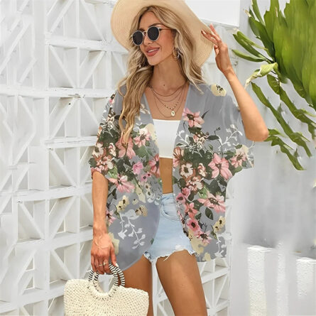 Sunset and Swim Flowy Kimono Cardigan Beach Cover Up - Image 3