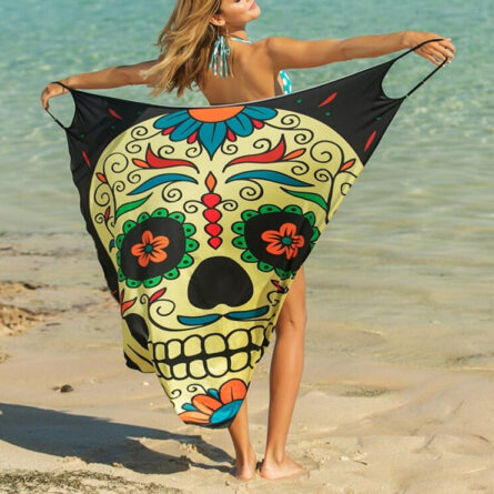Butterfly Skull Owl Animal Print Beach Wrap Dress Beach Cover Up – Bild 17