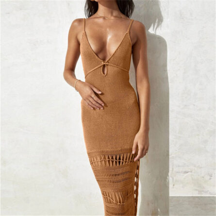 Sunset and Swim Sexy Fringe Tassel Crochet Beach Cover Up Dress - Image 9