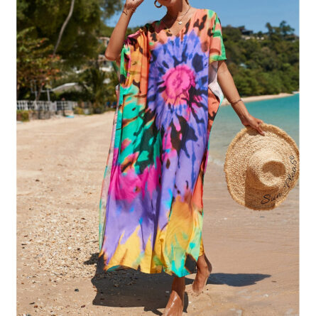 Sunset and Swim Colorful Bohemian Bathing Suit Coverup Kaftan - Image 17