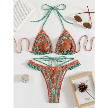 Sexy Temptress Strappy Side Brazilian Ruffle Bikini – Bild 9