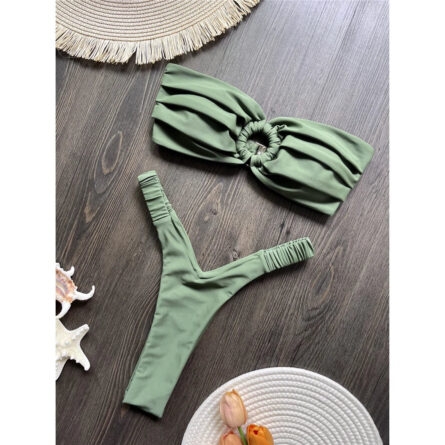 Sea Breeze Stunner Bandeau High Cut Micro Thong Bikini - Image 12