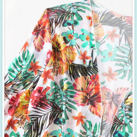 Floral Print Modest Knot Front Bikini including Cover Up Shirt – Bild 22