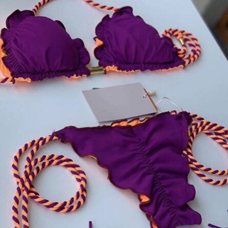 Penelope Ruffled Triangle Bikini Set - Image 2