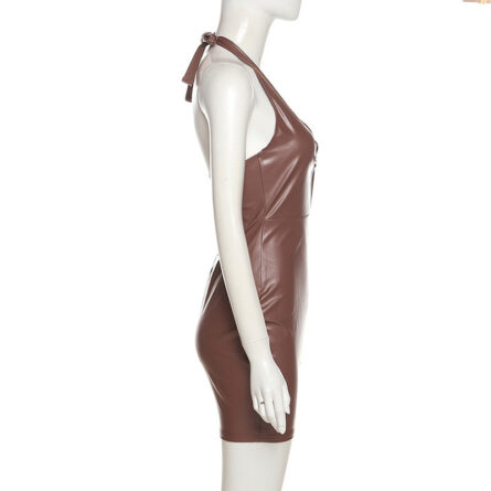 Leather Goddess Sexy Bodycon Cut-Out Dress - Image 20