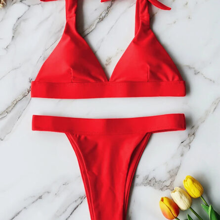 Adriana High Cut Shoulder Tie Bow Bikini - Image 9