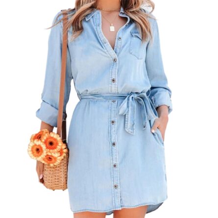 Alluring Casual Denim Dress - Image 4