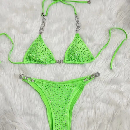 Luxe Diamond Embellished Halter Bikini – Bild 8