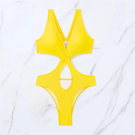 Making Waves V Neck Cut Out One Piece Swimsuit - Image 23