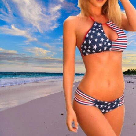 Halter Scrunch Butt American Flag Bikini - Image 6