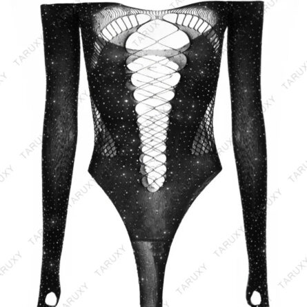 Sexy Shiny Rhinestone Hollow Out Bodysuit - Image 23