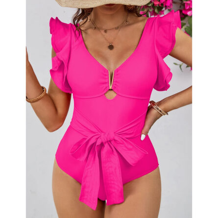 Pure Paradise Ruffle Shoulder Belt Swimsuit - Image 7