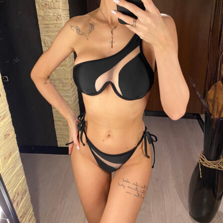 Sexy See Through Paradise One Shoulder Bikini - Image 12