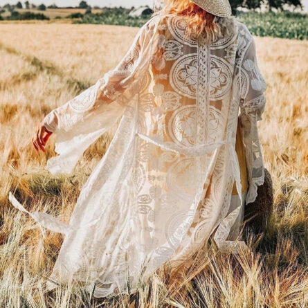 Sunset and Swim Embroidered Boho Mesh Cover Up – Bild 2