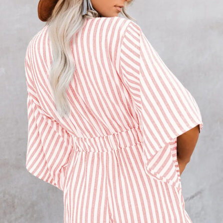 Hamptons Striped V-neck Romper - Image 7