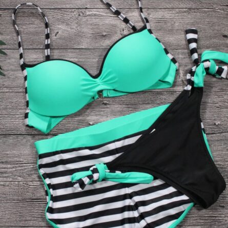 New Push Up Striped Shorts DD+ Bikini - Image 2