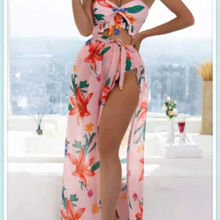 White Lotus 3 Piece Floral Bikini with Beach Skirt – Bild 10