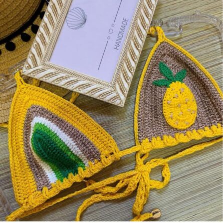 Pineapple Paradise Yellow Crochet Bikini - Image 3