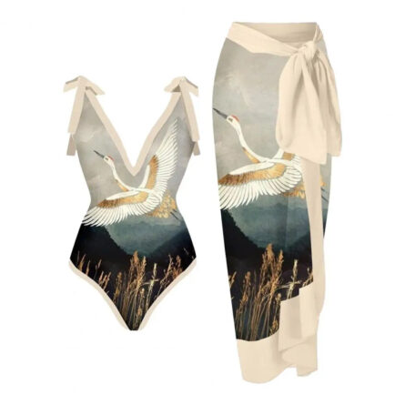 Palm Paradise Swimsuit & Beach Cover Up Sarong Set - Image 33