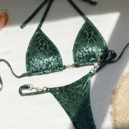 Wild Allure Sexy Leopard Micro Velvet Thong Bikini - Image 5