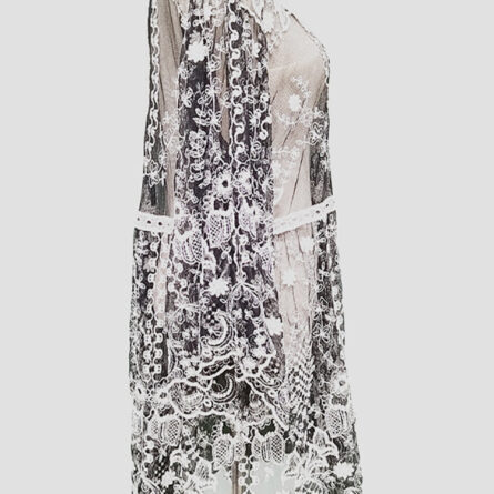 Sunset and Swim Black Lace Crochet Swimsuit Cover Up Dress - Image 8