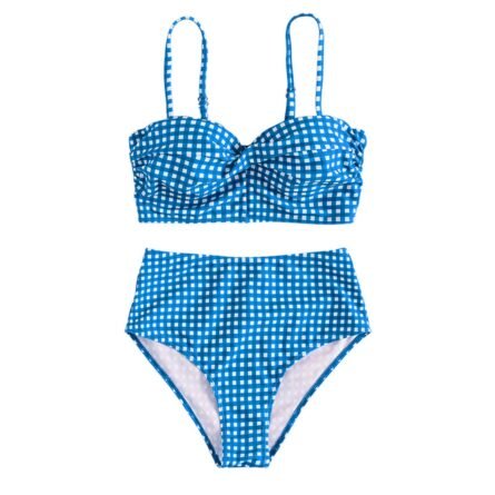 Confident Coastline Plaid High Waist Bikini - Image 8