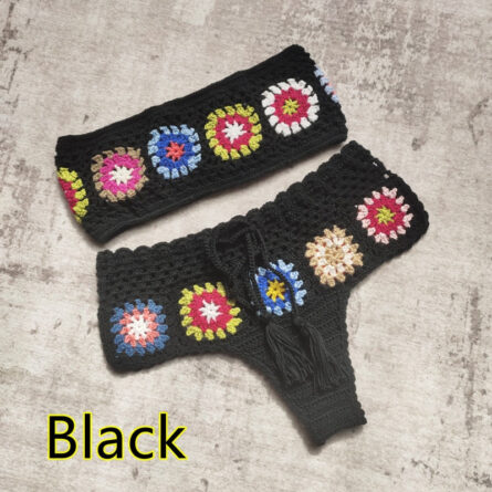 Boho Chic Crochet Delight Bandeau Tube Top Bikini Set - Image 8