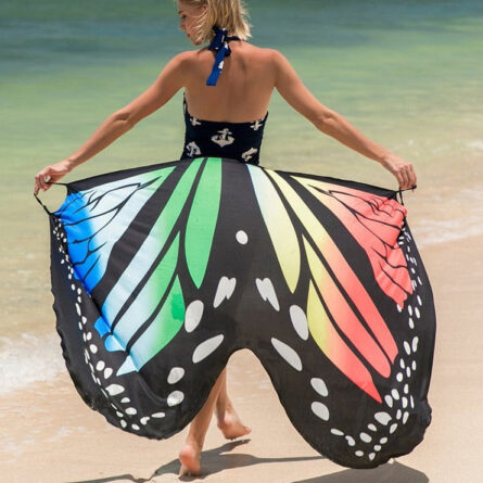 Butterfly Skull Owl Animal Print Beach Wrap Dress Beach Cover Up – Bild 7