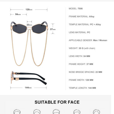 Sunshine Goddess Punk Sunglasses with Chain – Bild 33