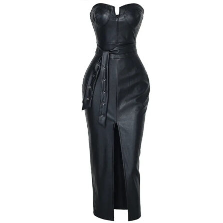 Enchanting Nights Corset Leather Dress - Image 4