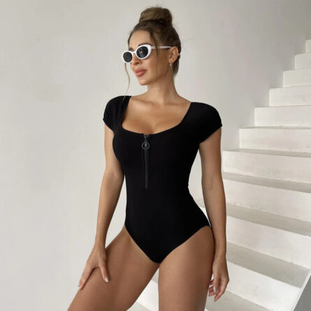 Alexandria Short Sleeve One Piece Zipper Swimsuit – Bild 11