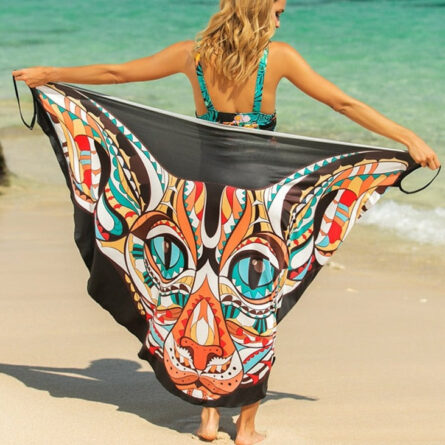 Butterfly Skull Owl Animal Print Beach Wrap Dress Beach Cover Up – Bild 8