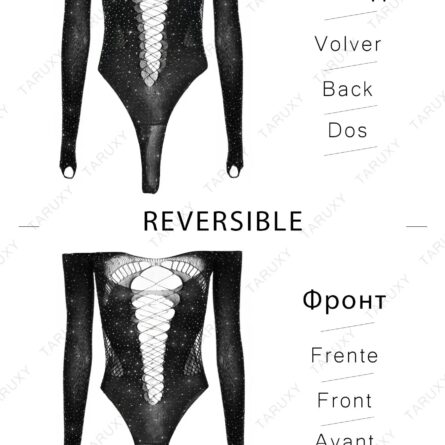 Sexy Shiny Rhinestone Hollow Out Bodysuit - Image 21