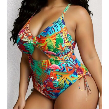 Hawaii Tropical Cut Out Plus Size Swimsuit – Bild 5
