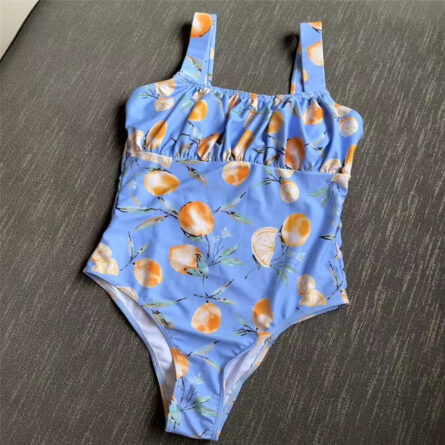 Orange Delight Wrinkled One Piece Swimsuit Bathing Suit - Image 4