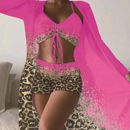 Leopard Djungle Dreams 3 Piece High Waist Bikini Set - Image 3