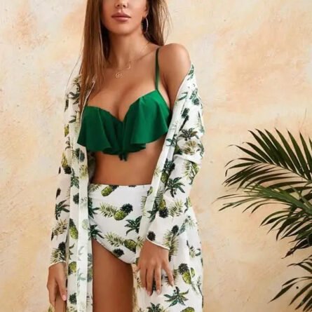 Pineapple Retreat Three Piece Ruffle Bikini Set – Bild 5